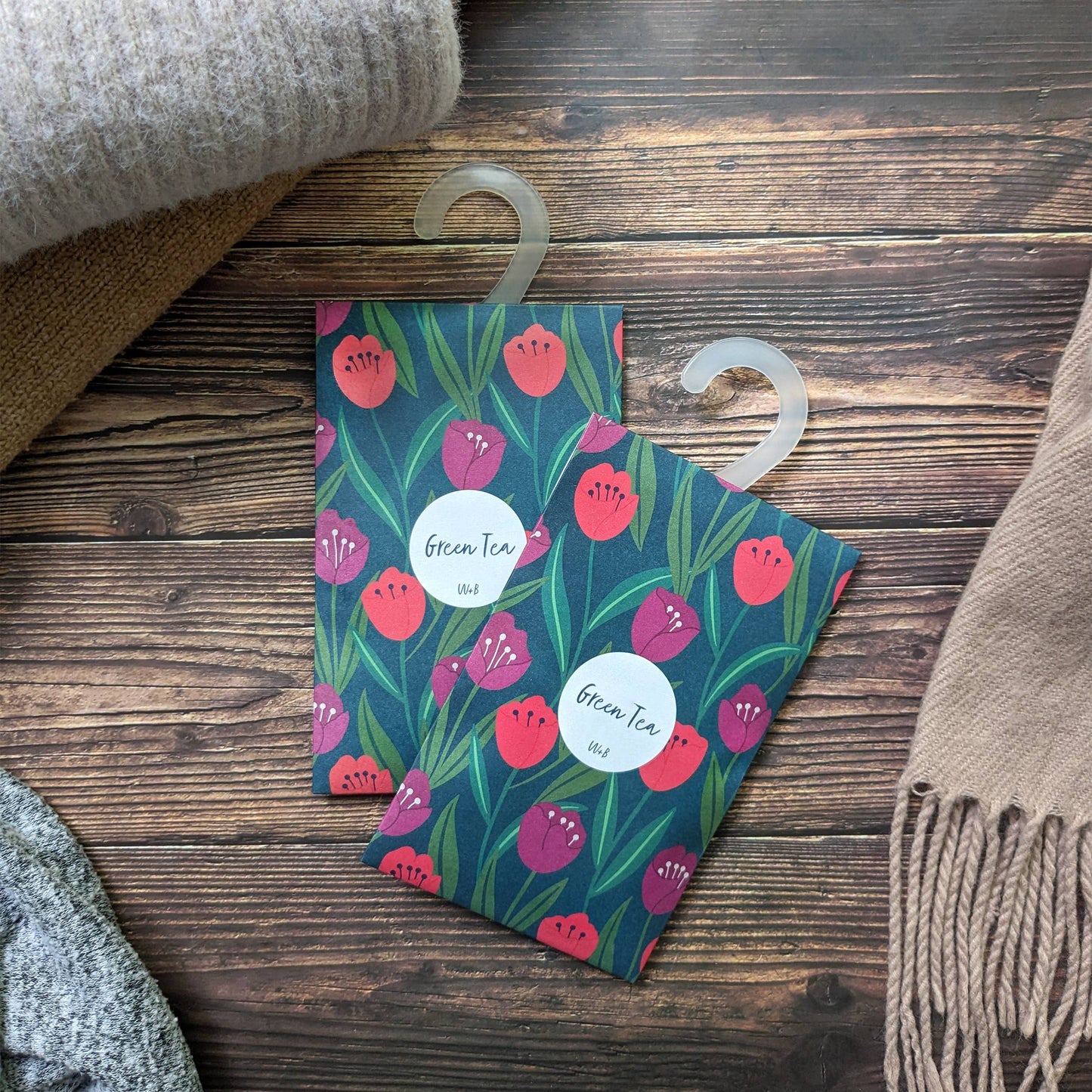 Willow And Belle Set of 4 Scented Hanging Sachets - Green Tea