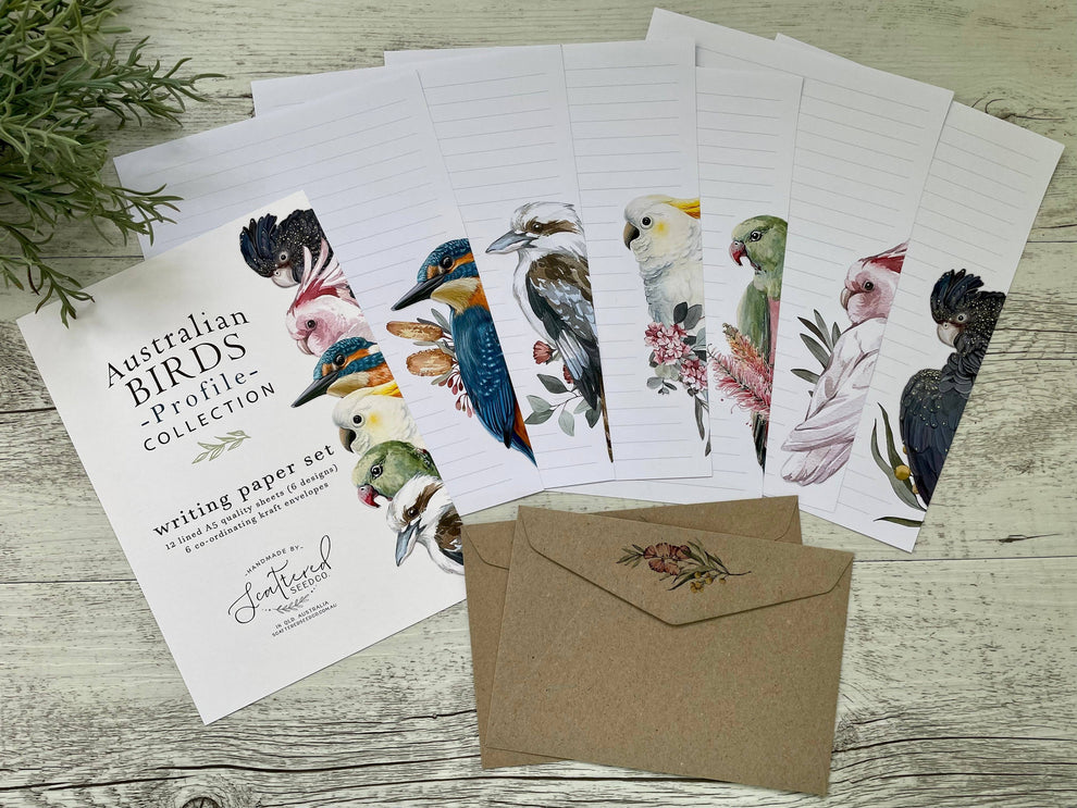 Australian Birds Profile Letter Writing Paper Set – Newham Flower Farm