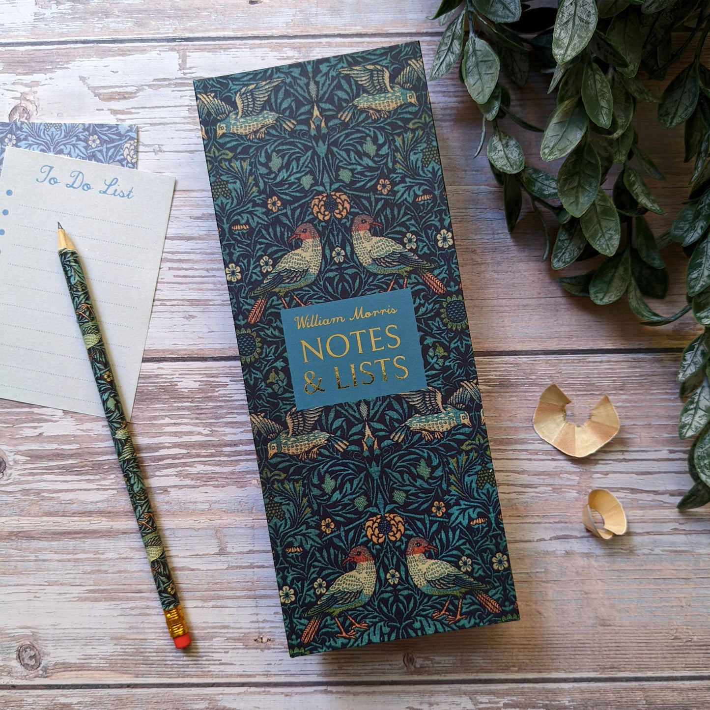 William Morris Tall Notepad & Pencil Set - Birds