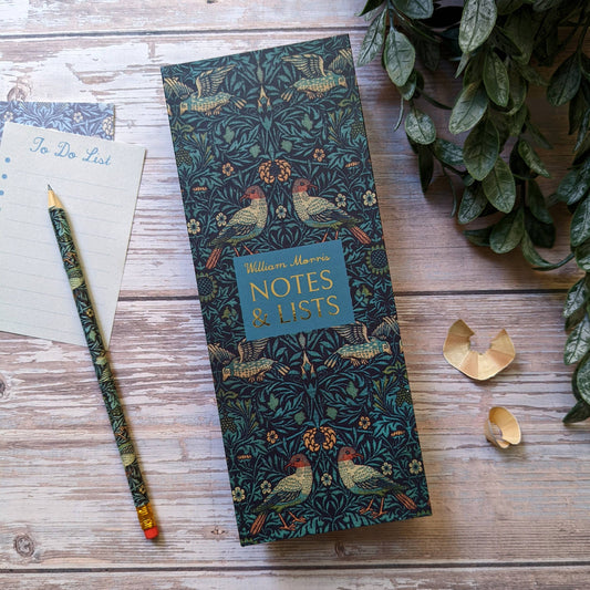 William Morris Tall Notepad & Pencil Set - Birds