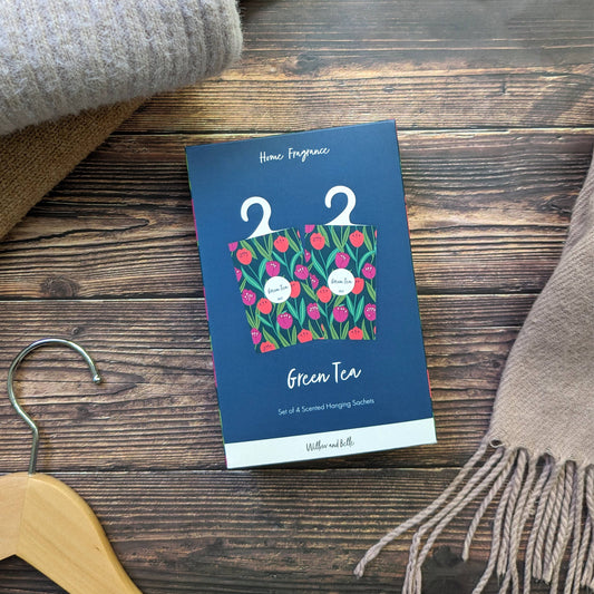 Willow And Belle Set of 4 Scented Hanging Sachets - Green Tea